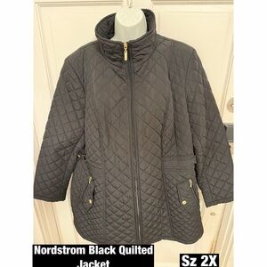 Nordstrom Black Quilted Puffer Jacket-Coat